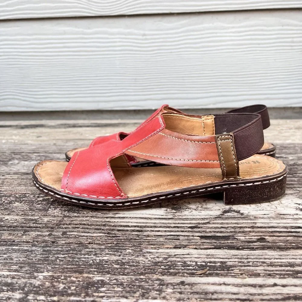 Naturalizer Slingback Sandals Womens 8.5 Red Brown N5 Comfort Leather